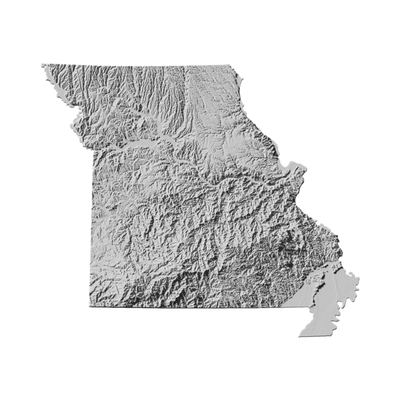 Missouri Terrain Map STL file for digital crafting, LightBurn and Vectric ready