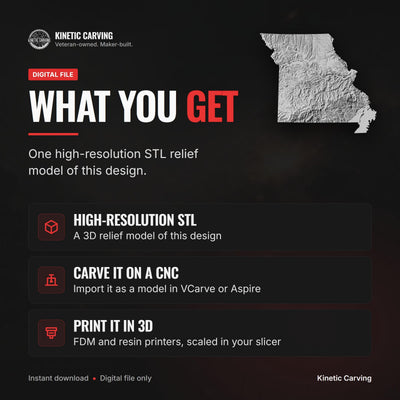 Missouri Terrain Map STL file included with instant download
