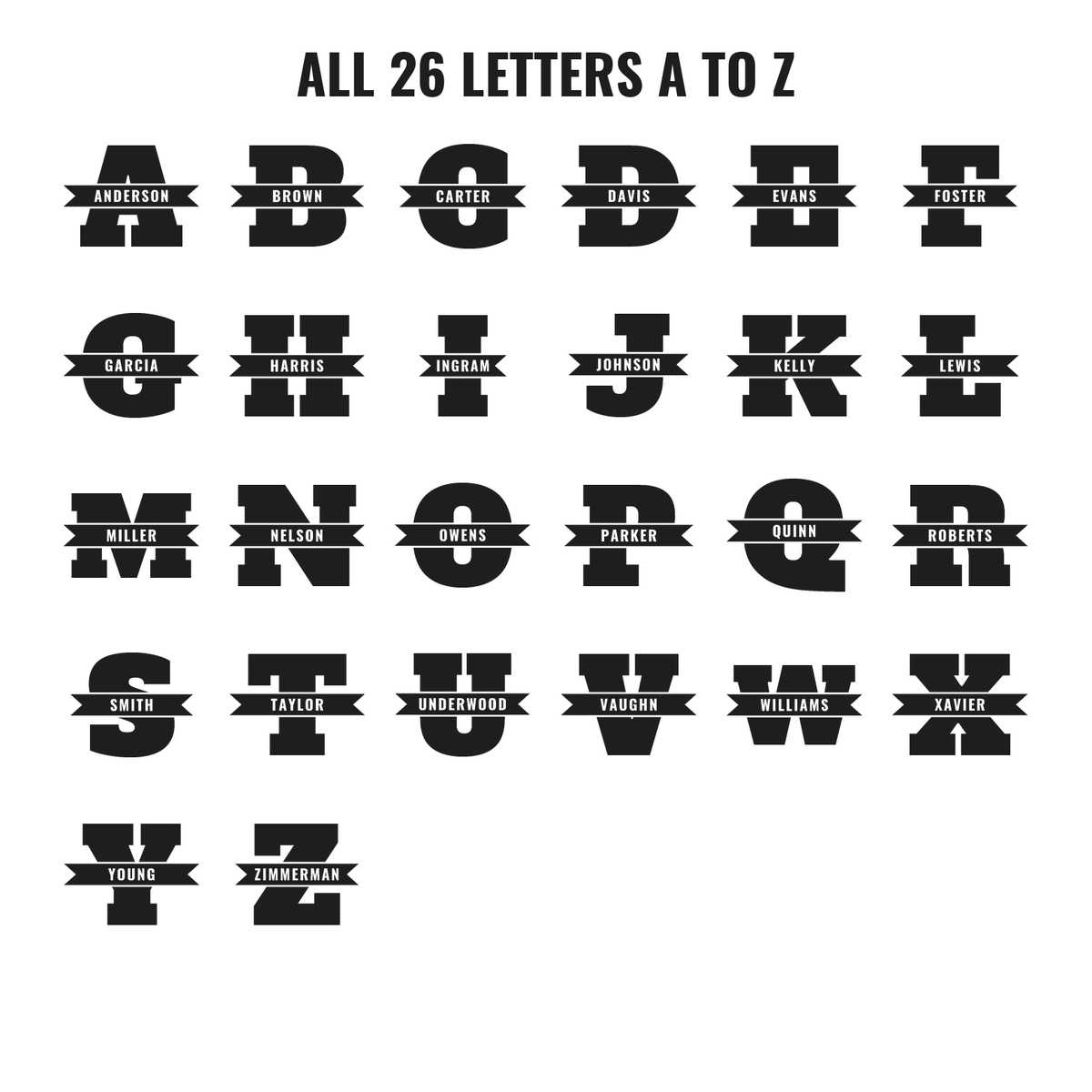 Monogram Family Name Sign A-Z BUNDLE file for digital crafting