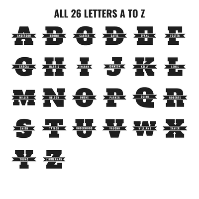 Monogram Family Name Sign A-Z BUNDLE file for digital crafting
