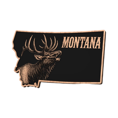 Montana Elk – State Outline Hunting Decor for Woodworking, CNC, and Lasering design preview, us states