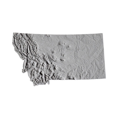 Montana Terrain Map STL file for 3D printing and CNC routing, LightBurn and Vectric ready