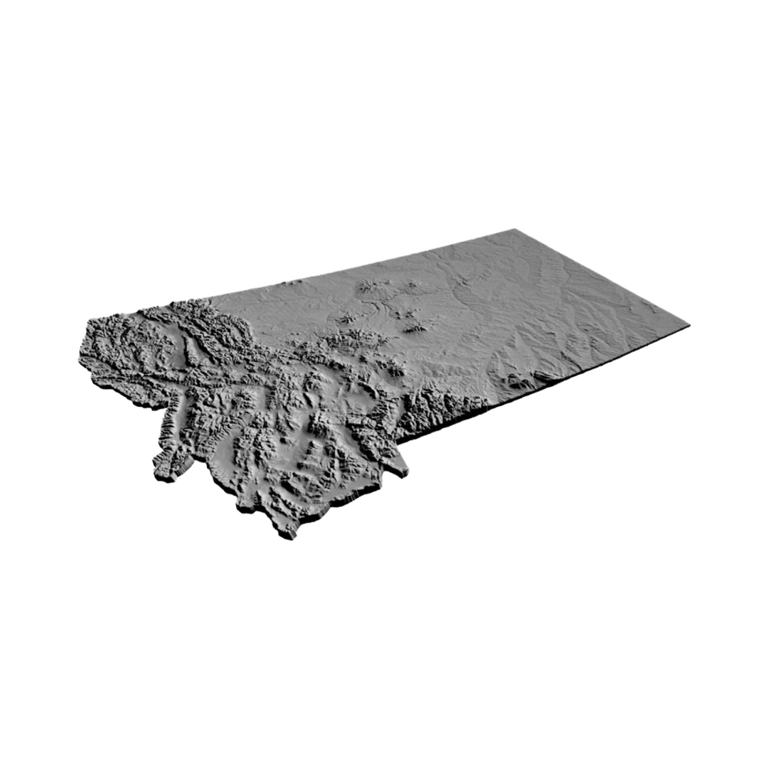 Montana Terrain Map detail view, ready for 3D printing and CNC routing