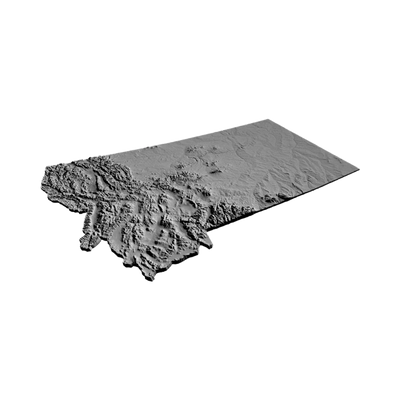 Montana Terrain Map detail view, ready for 3D printing and CNC routing