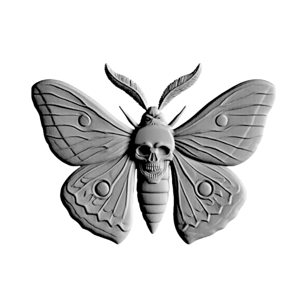 Moth Skull STL file for 3D printing and CNC routing, LightBurn and Vectric ready