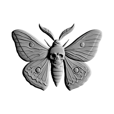 Moth Skull STL file for 3D printing and CNC routing, LightBurn and Vectric ready