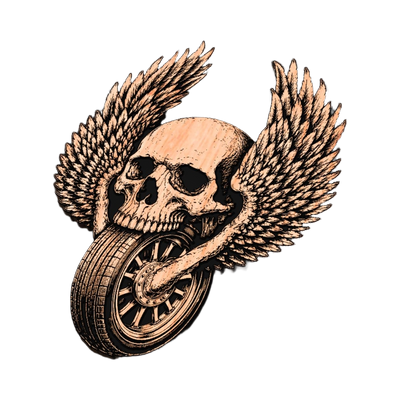Motorcycle Skull Wings detail view, ready for digital crafting