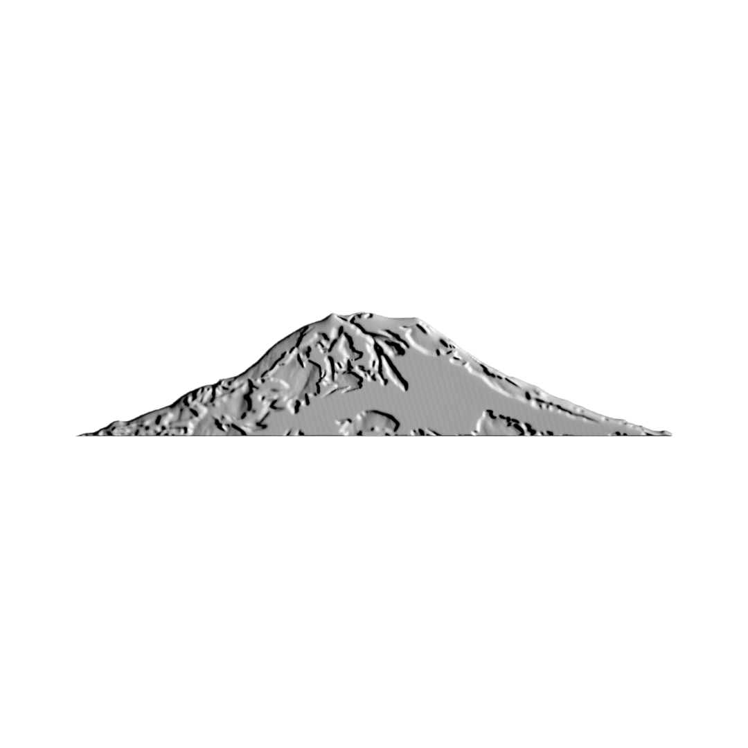 Mount Rainier (Front View) STL file for 3D printing and CNC routing, LightBurn and Vectric ready