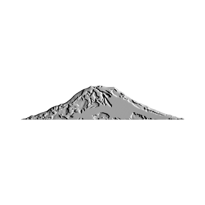 Mount Rainier (Front View) STL file for 3D printing and CNC routing, LightBurn and Vectric ready