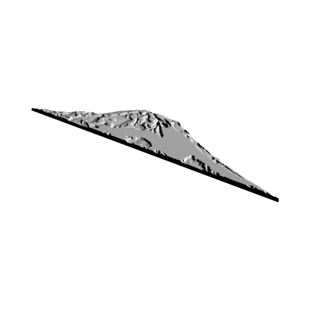 Mount Rainier (Front View) detail view, ready for 3D printing and CNC routing