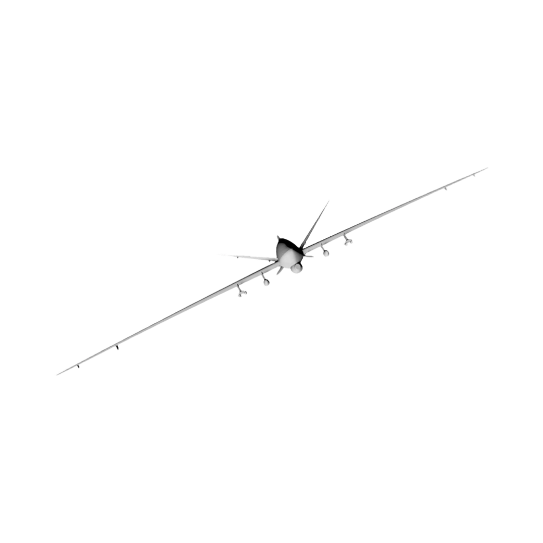 MQ-9 Reaper Drone detail view, ready for 3D printing and CNC routing