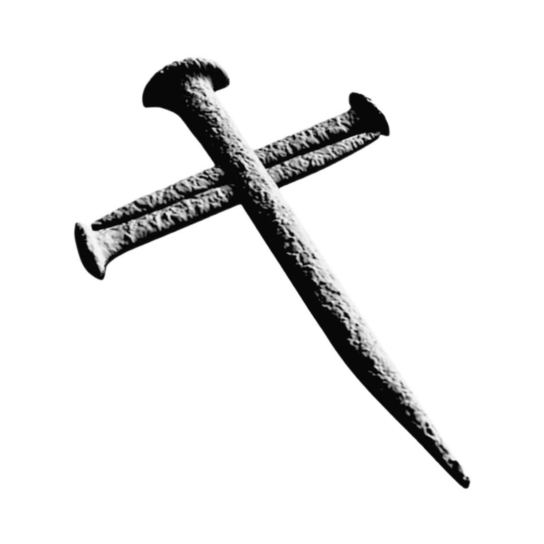 Three Nail Cross detail view, ready for 3D printing and CNC routing