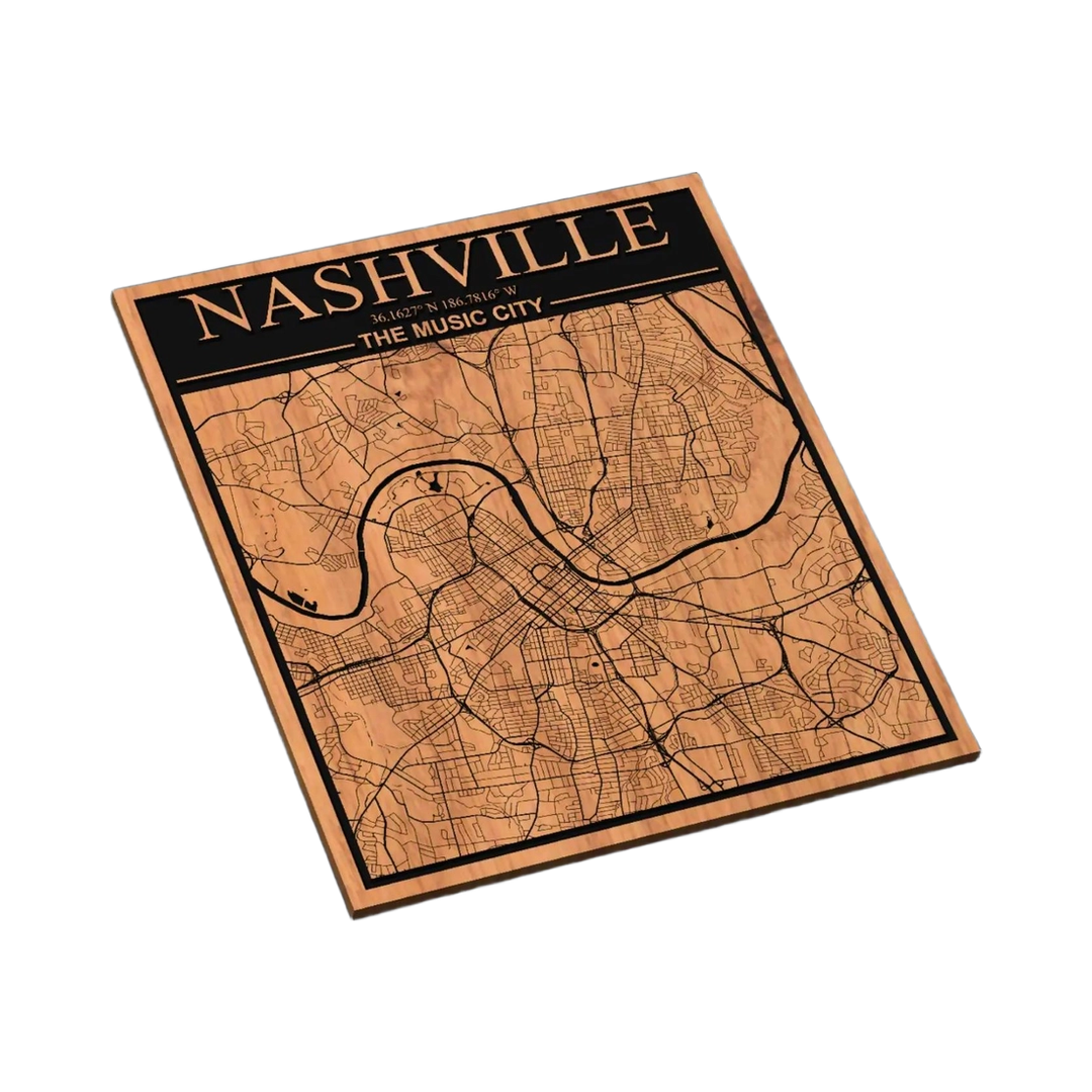 Nashville, Tennessee City Map SVG file for laser cutting and CNC routing, LightBurn and Vectric ready
