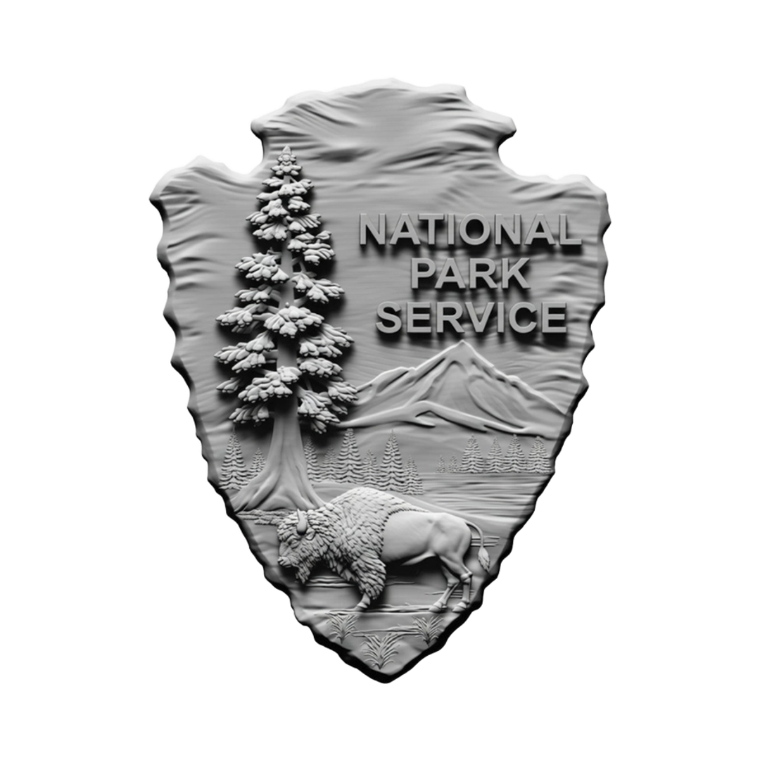 National Park Service (Realistic) STL file for digital crafting, LightBurn and Vectric ready