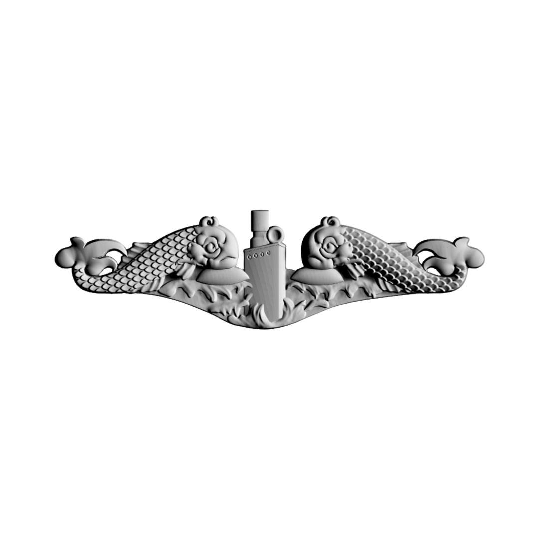 Submarine Warfare Insignia Badge STL file for 3D printing and CNC routing, LightBurn and Vectric ready