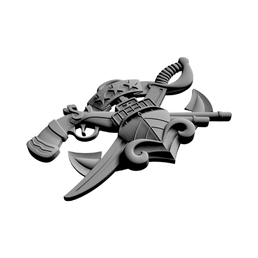 Special Warfare Combat Crewmen Badge detail view, ready for 3D printing and CNC routing