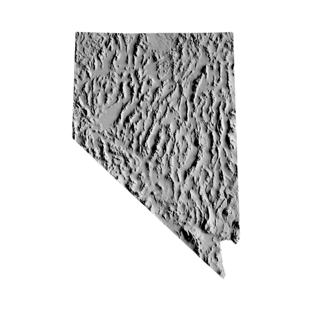 Nevada Terrain Map STL file for 3D printing and CNC routing, LightBurn and Vectric ready