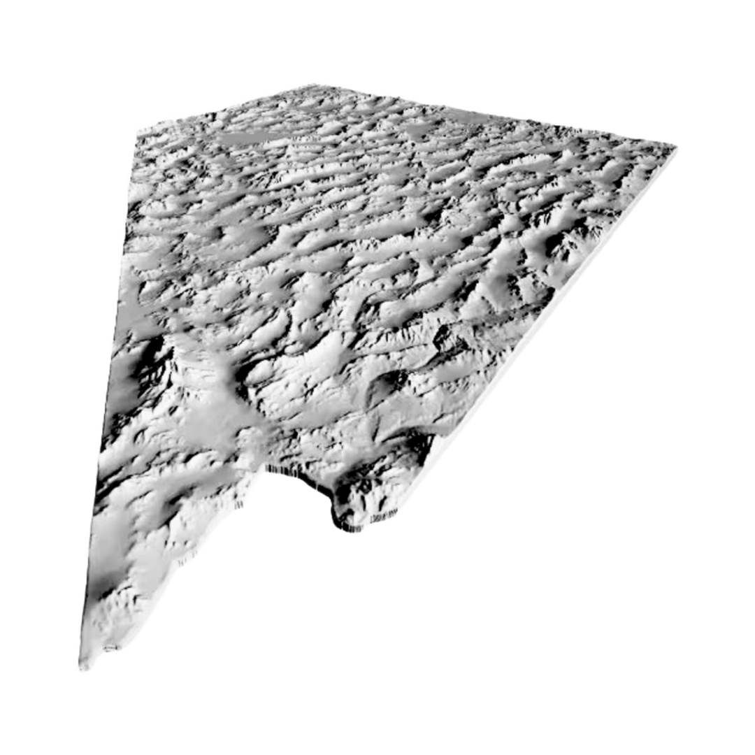 Nevada Terrain Map detail view, ready for 3D printing and CNC routing