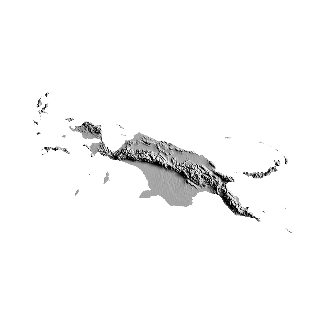 New Guinea Terrain Map STL file for 3D printing and CNC routing, LightBurn and Vectric ready