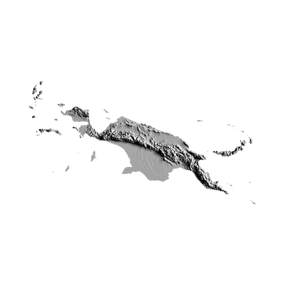 New Guinea Terrain Map STL file for 3D printing and CNC routing, LightBurn and Vectric ready