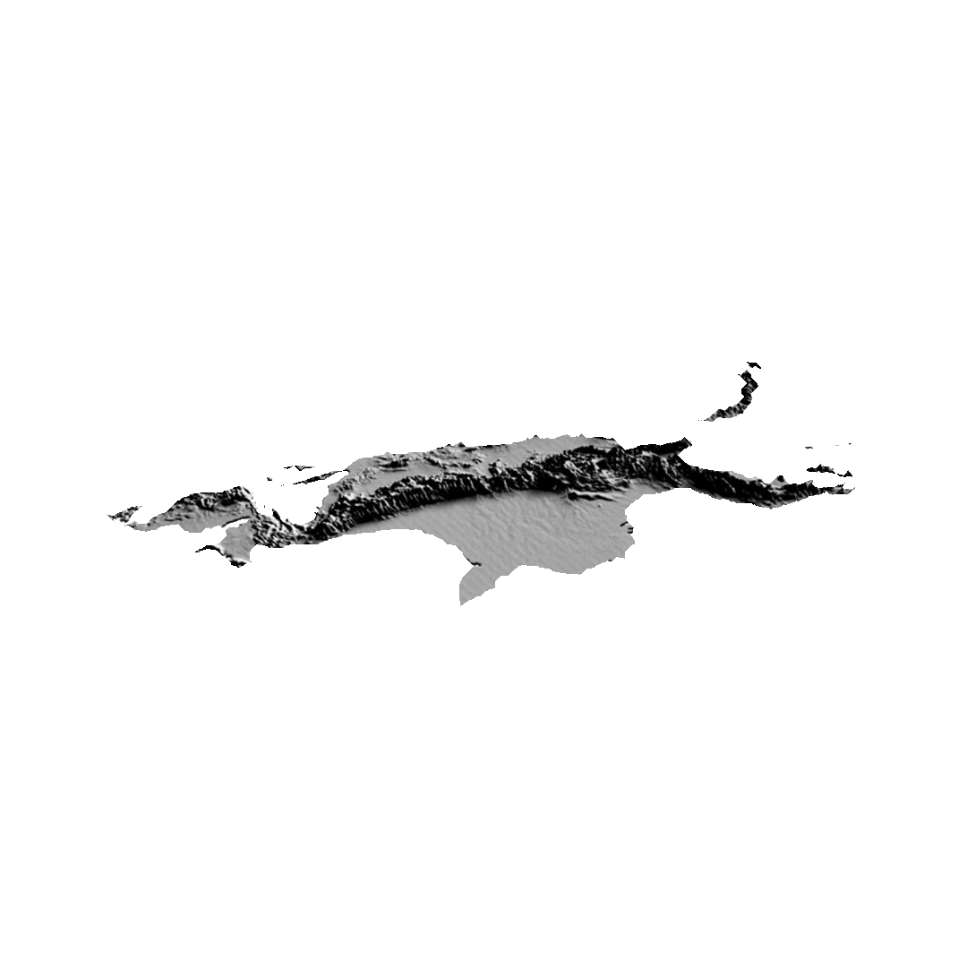 New Guinea Terrain Map detail view, ready for 3D printing and CNC routing