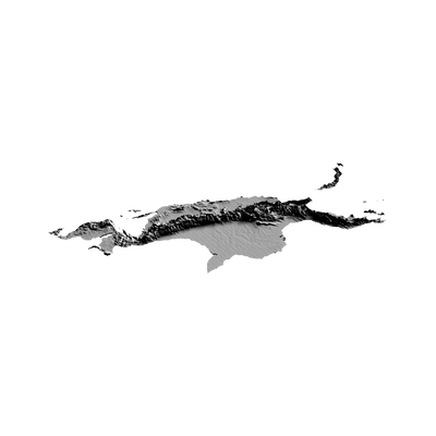 New Guinea Terrain Map detail view, ready for 3D printing and CNC routing