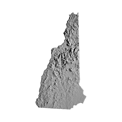 New Hampshire Terrain Map STL file for 3D printing and CNC routing, LightBurn and Vectric ready