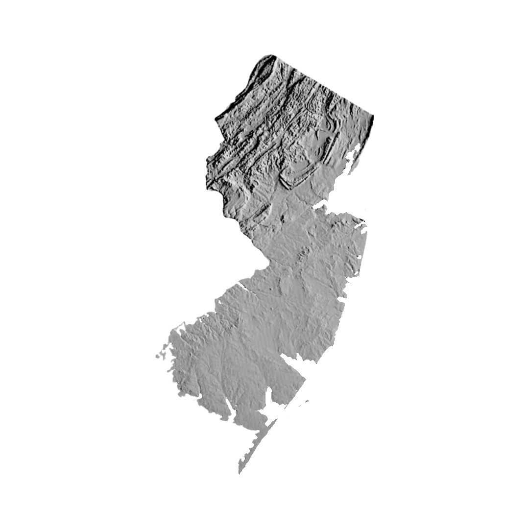 New Jersey Terrain Map STL file for 3D printing and CNC routing, LightBurn and Vectric ready