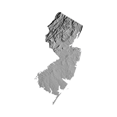 New Jersey Terrain Map STL file for 3D printing and CNC routing, LightBurn and Vectric ready