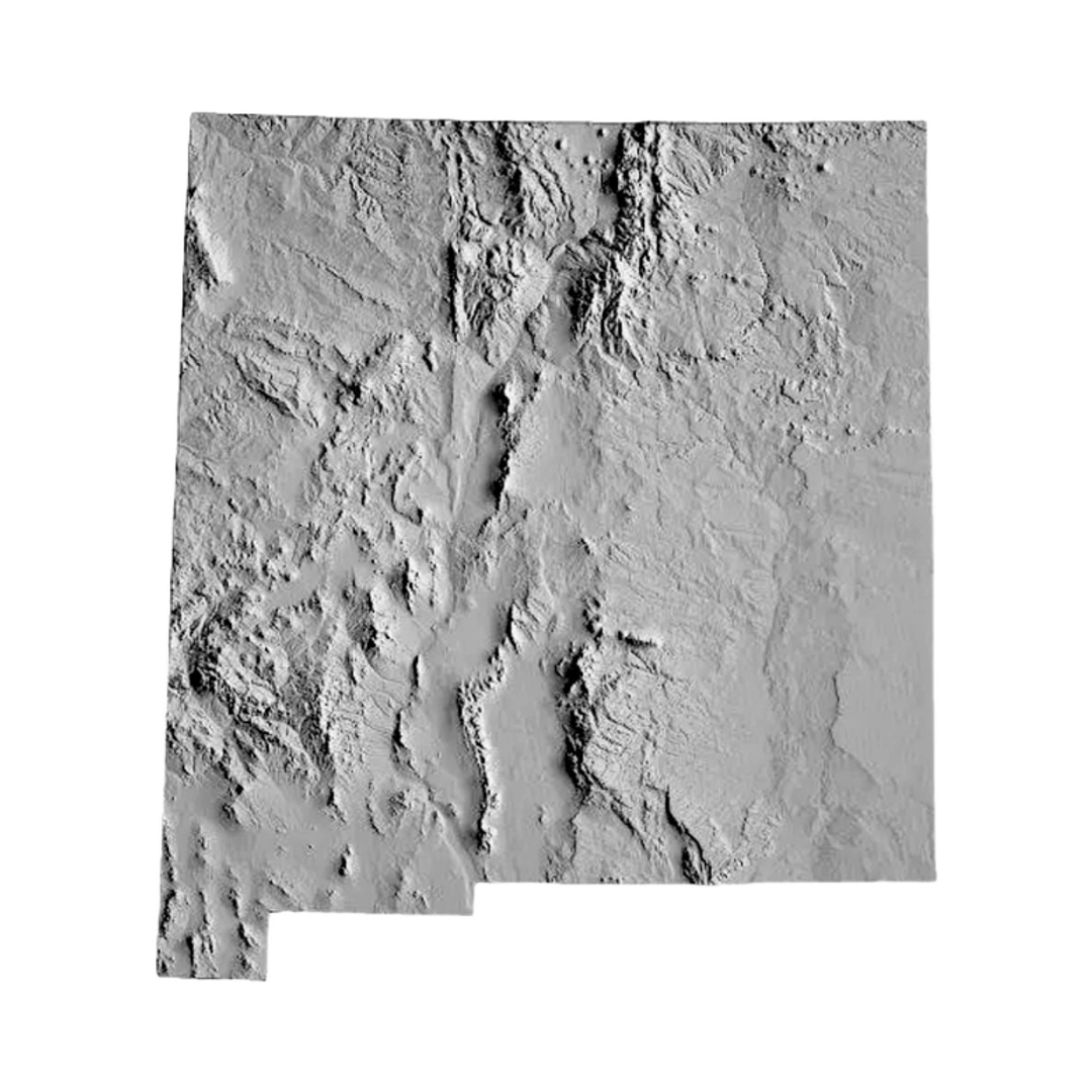 New Mexico Terrain Map STL file for 3D printing and CNC routing, LightBurn and Vectric ready