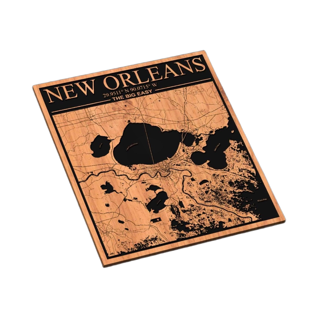 New Orleans City Map SVG file for laser cutting and CNC routing, LightBurn and Vectric ready