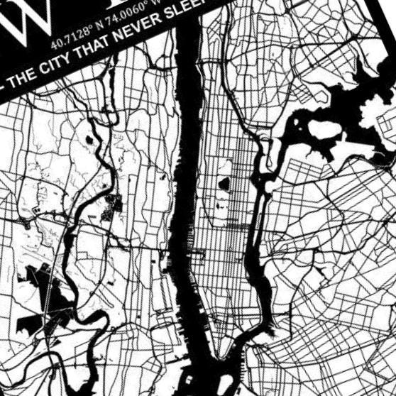 New York City Map detail view, ready for laser cutting and CNC routing