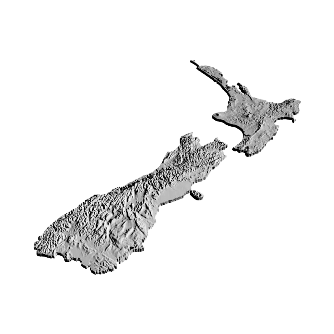 New Zealand Terrain Map design preview, countries & world