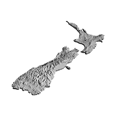 New Zealand Terrain Map design preview, countries & world