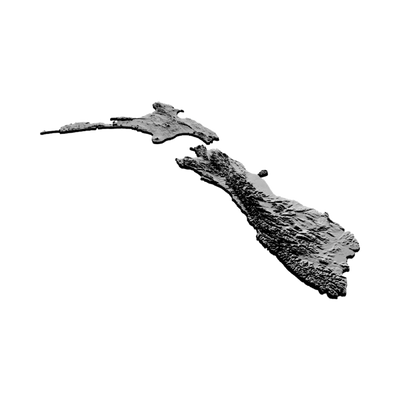 New Zealand Terrain Map detail view, ready for 3D printing and CNC routing