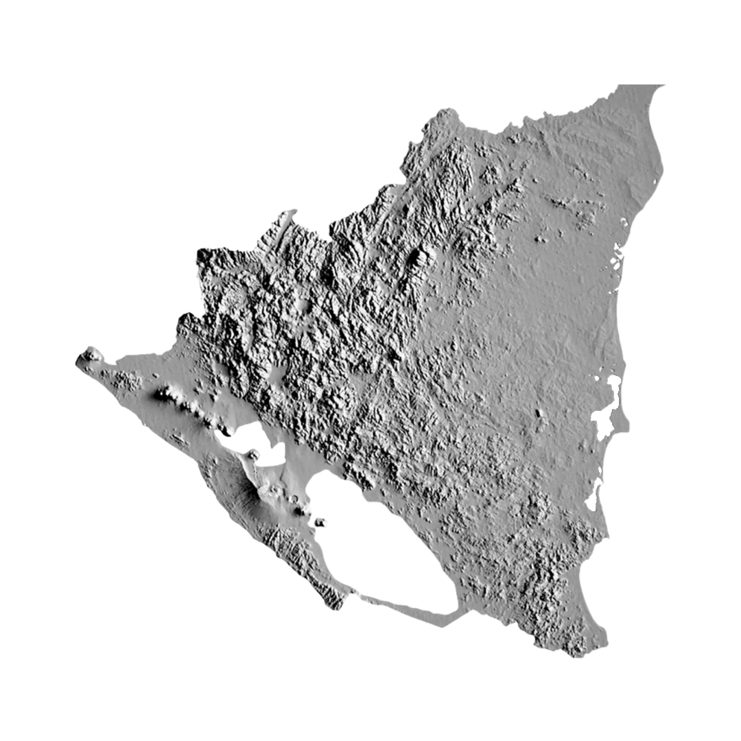 Nicaragua Terrain Map STL file for 3D printing and CNC routing, LightBurn and Vectric ready