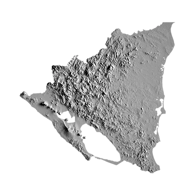 Nicaragua Terrain Map STL file for 3D printing and CNC routing, LightBurn and Vectric ready