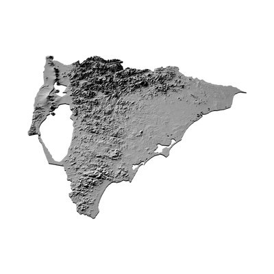 Nicaragua Terrain Map detail view, ready for 3D printing and CNC routing