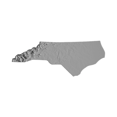 North Carolina Terrain Map STL file for 3D printing and CNC routing, LightBurn and Vectric ready