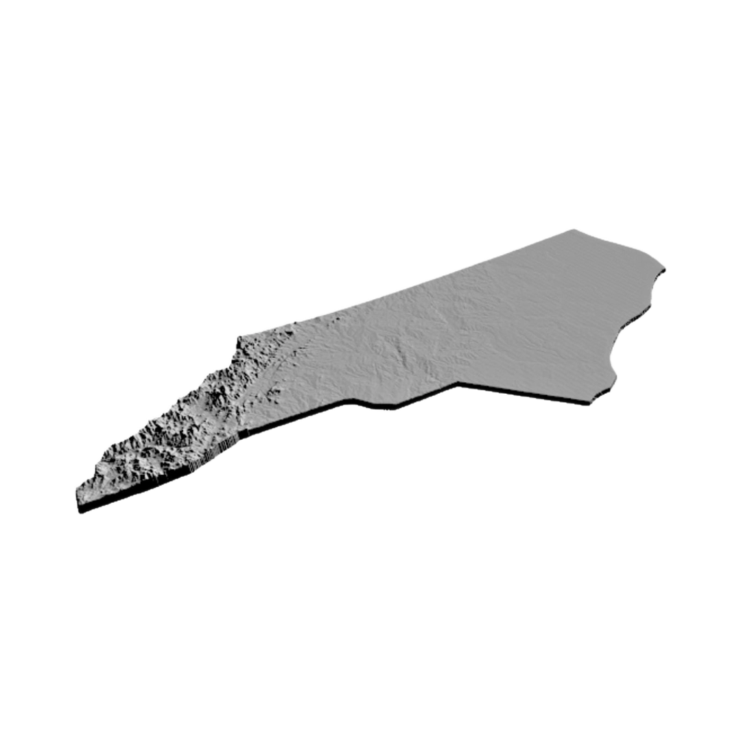 North Carolina Terrain Map design preview, us states