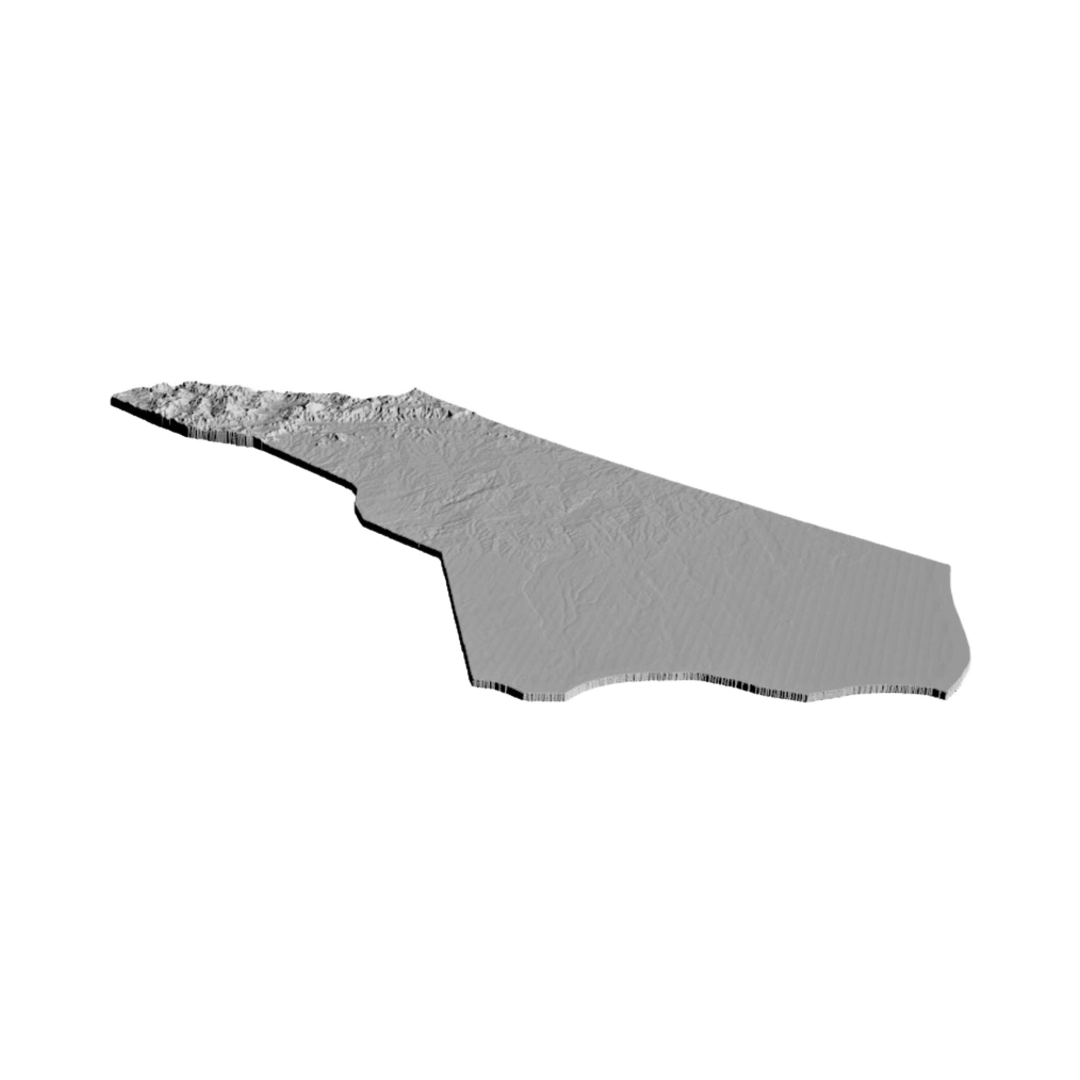 North Carolina Terrain Map detail view, ready for 3D printing and CNC routing