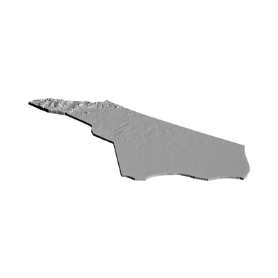 North Carolina Terrain Map detail view, ready for 3D printing and CNC routing