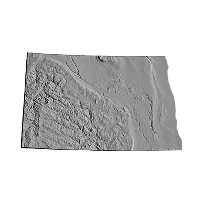 North Dakota Terrain Map STL file for 3D printing and CNC routing, LightBurn and Vectric ready