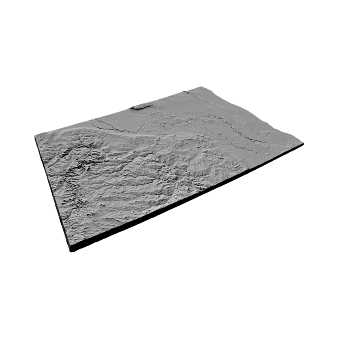 North Dakota Terrain Map detail view, ready for 3D printing and CNC routing