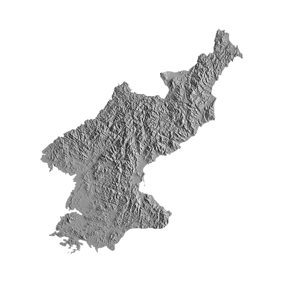 North Korea Terrain Map STL file for digital crafting, LightBurn and Vectric ready