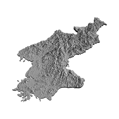 North Korea Terrain Map detail view, ready for digital crafting