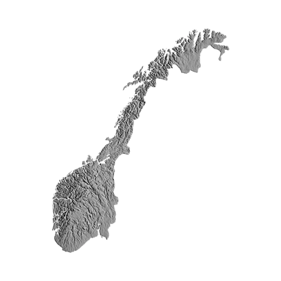 Norway Terrain Map STL file for 3D printing and CNC routing, LightBurn and Vectric ready