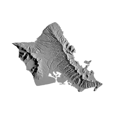 Oahu Hawaii 3D STL file for 3D printing and CNC routing, LightBurn and Vectric ready