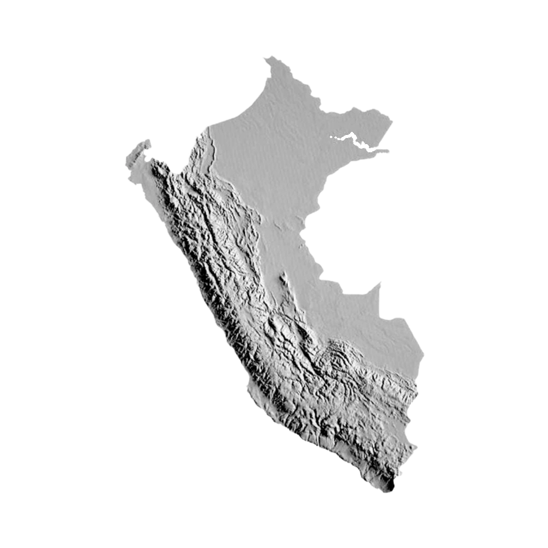 Peru Terrain Map STL file for 3D printing and CNC routing, LightBurn and Vectric ready
