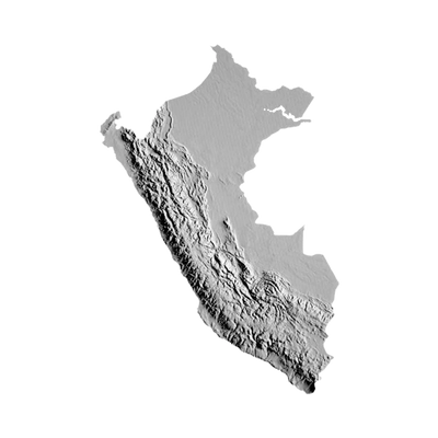 Peru Terrain Map STL file for 3D printing and CNC routing, LightBurn and Vectric ready